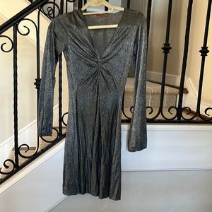 Velvet metallic knit dress. Petite